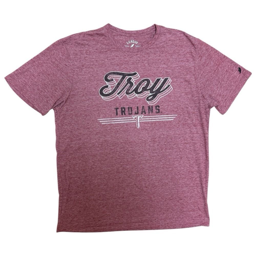Troy Trojans Heathered Red T-Shirt. Short Sleeve. Men's. Sz L